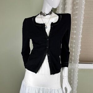 Sparrow Black Knit Button-Up Slim Fit Cardigan – Size M – Cotton/Cashmere Blend